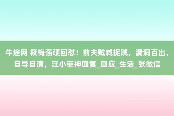 牛途网 筱梅强硬回怼！前夫贼喊捉贼，漏洞百出，自导自演，汪小菲神回复_回应_生活_张微信