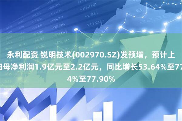 永利配资 锐明技术(002970.SZ)发预增，预计上半年归母净利润1.9亿元至2.2亿元，同比增长53.64%至77.90%